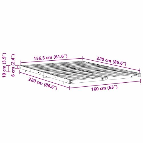 Леглово дъно Бяло 160 x 220 cm Борово дърво масив
