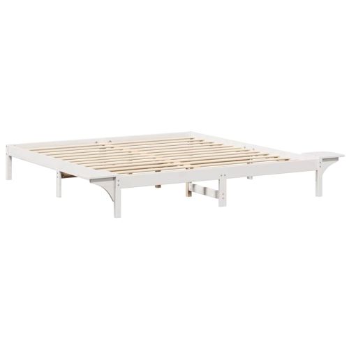 Рамка за легло Бяло 200 x 200 cm Солидно борово дърво