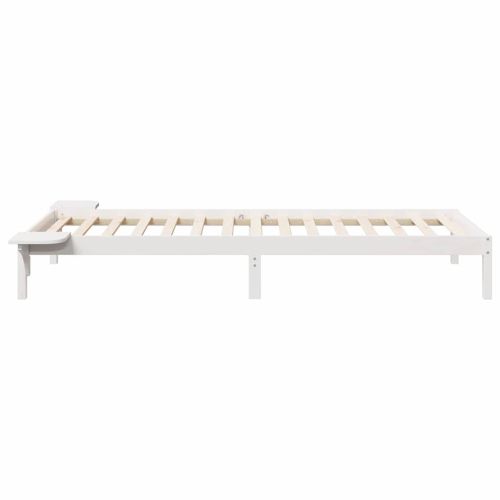 Легло с нощни шкафчета Бяло 100 x 210 cm Солидно борово дърво