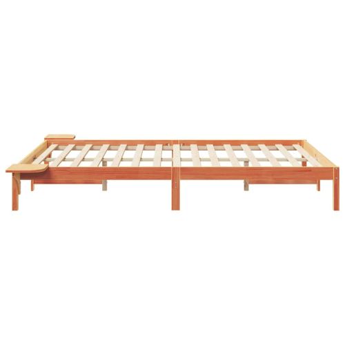 Легло с нощни шкафчета Кафяво с восъчно покритие 160 x 210 cm