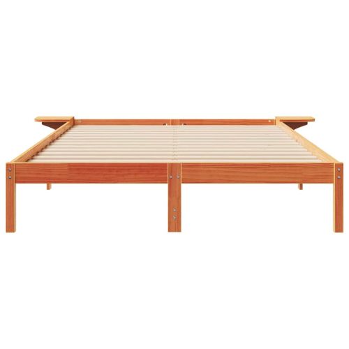Легло с нощни шкафчета Кафяво с восъчно покритие 160 x 210 cm