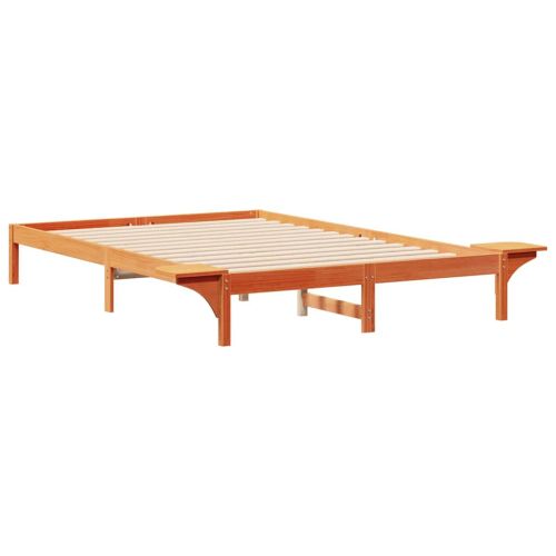 Легло с нощни шкафчета Кафяво с восъчно покритие 160 x 210 cm