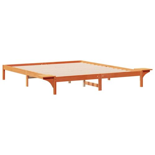 Легло с нощни шкафчета Кафяво с восъчно покритие 180 x 210 cm