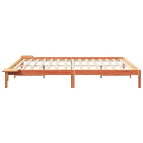 Легло с нощни шкафчета Кафяво с восъчно покритие 180 x 220 см