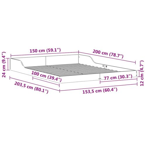 Рамка за легло Кафяво 150 x 200 cm Солидно борово дърво