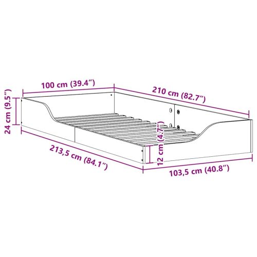 Рамка за легло Кафяво с восъчно покритие 100 x 210 cm