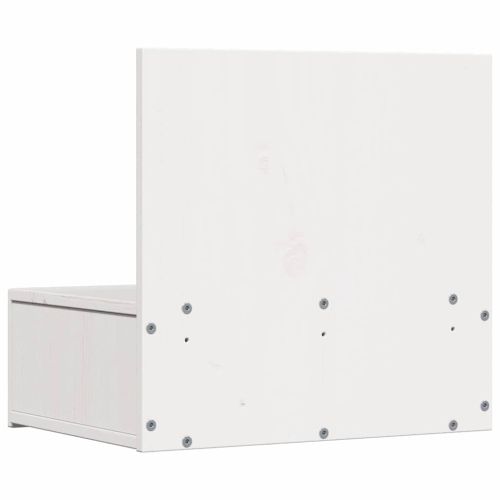 Нощно шкафче Бяло 42 x 32,5 x 40 см Борово дърво масив