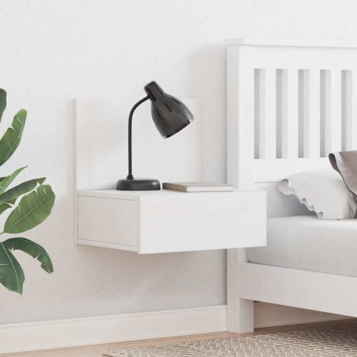 Нощно шкафче 2 pcs Бяло 42 x 32,5 x 40 см Борово дърво масив