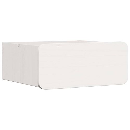 Нощно шкафче Бяло 39 x 34 x 16,5 см Борово дърво масив