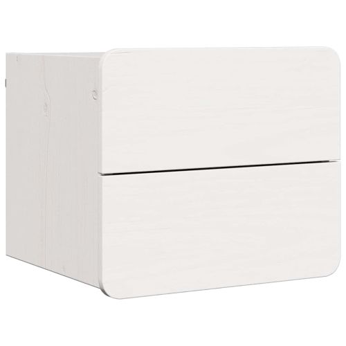 Нощно шкафче с чекмедже Бяло 39 x 34 x 33 см Масивно дърво бор