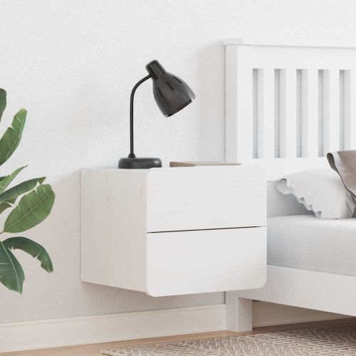 Нощно шкафче 2 pcs Бяло 39 x 34 x 33 см Масивно дърво бор