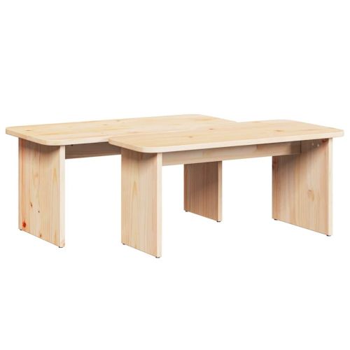 Масичка за кафе 2 pcs Естествен Борово дърво масив