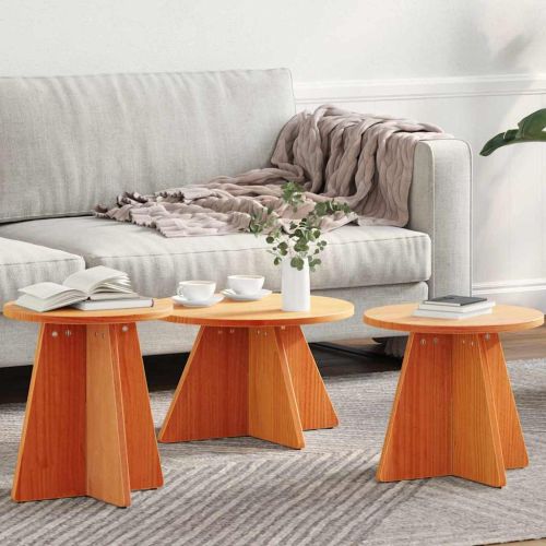 Масичка за кафе 3 pcs Кафяво с восъчно покритие