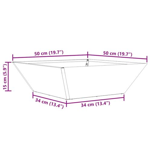 Градинска саксия Сребрист 50 x 50 x 15 см Галванизирана стомана