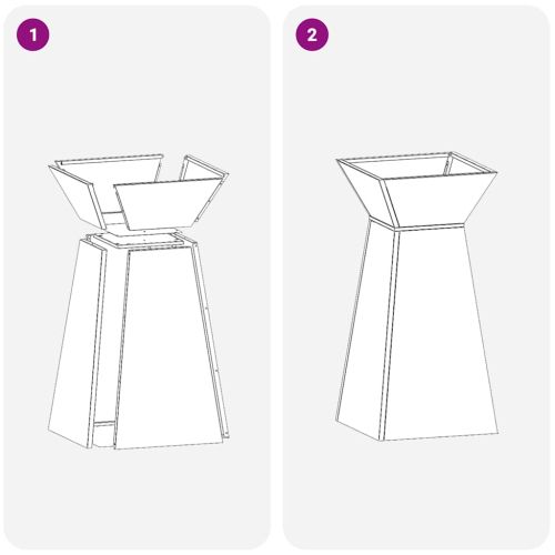 Саксия с колона 2 pcs Сребрист 35 x 35 x 73 см