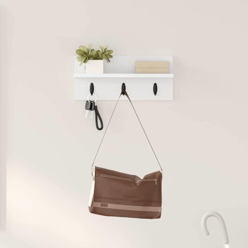 Стенен закачалка за палта със съхранение Бяло 40 x 10,5 x 18 см