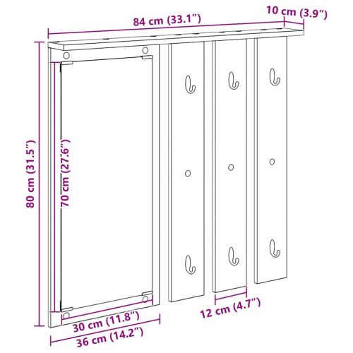Стенен закачалка за палта с рафт дъб сонома 84 x 10 x 80 см