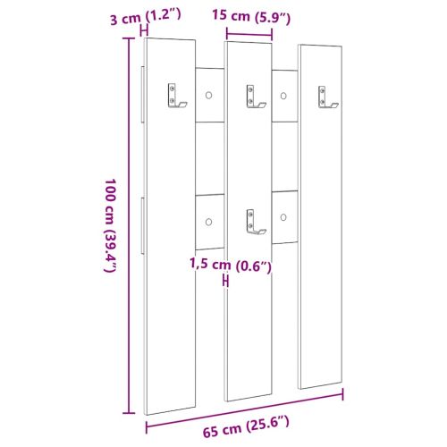 Стенен закачалка за палта Черния дъб 65 x 3 x 100 см