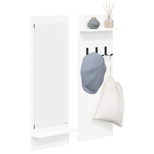 Стенен закачалка за палта Бяло 70 x 10 x 90 см Инженерно дърво
