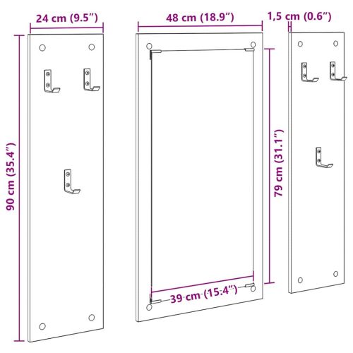 Стенен закачалка за палта Бяло 96 x 1,5 x 90 см Инженерно дърво