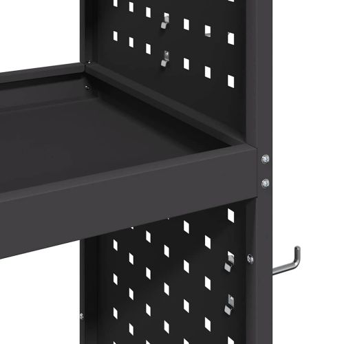 Карача за инструменти с рафт с колело Черно 65 x 35 x 111 см