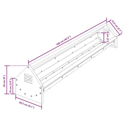 Хранилка за пилета Сребрист 108 x 20,5 x 20 см