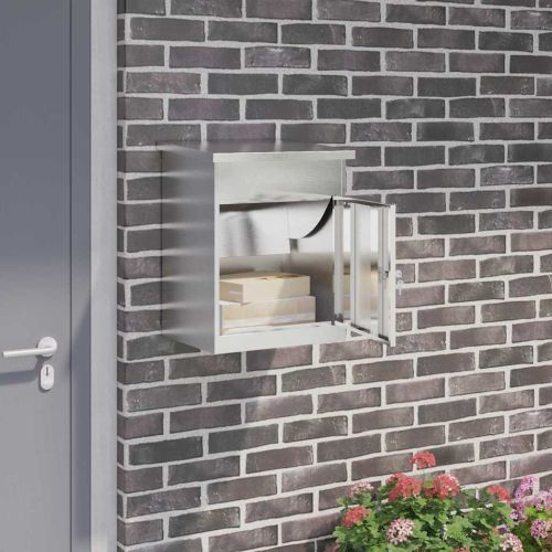 Пощенска кутия за пратки с врата Сребрист 47,5 x 38 x 59 см