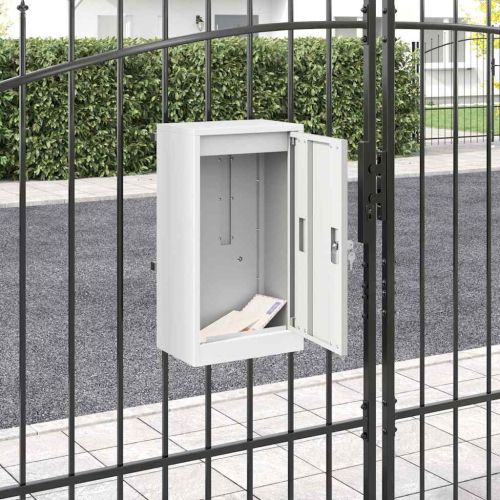 Пощенска кутия със съхранение Бяло 30 x 20 x 55 см Стомана