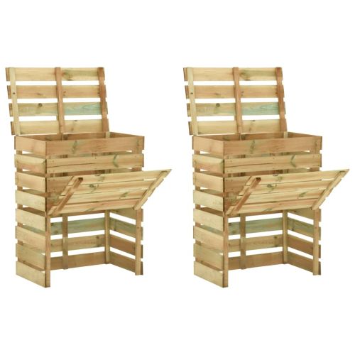 Градински ламелни компостери 2 бр 80x50x100 см импрегниран бор