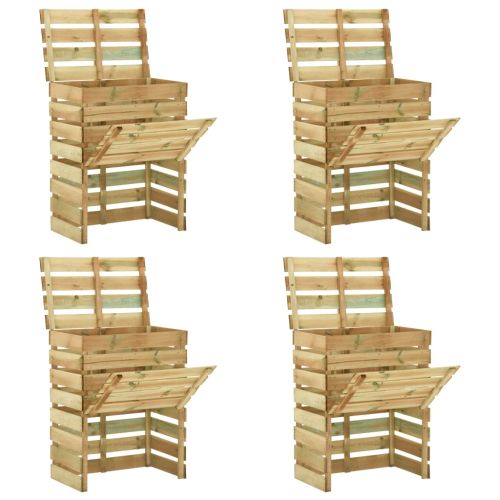 Градински ламелни компостери 4 бр 80x50x100 см импрегниран бор