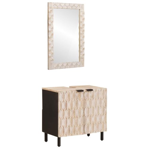 Комплекти за баня Финал на бяло измиване Солидно мангово дърво