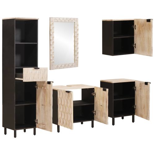 Комплекти за баня с чекмедже 5 pcs Финал на бяло измиване