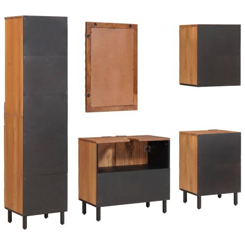 Комплекти за баня 5 pcs Кафяво акацие Солидно мангово дърво