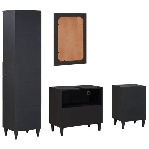 Комплект шкафове за баня с чекмедже 4 pcs Солидно мангово дърво