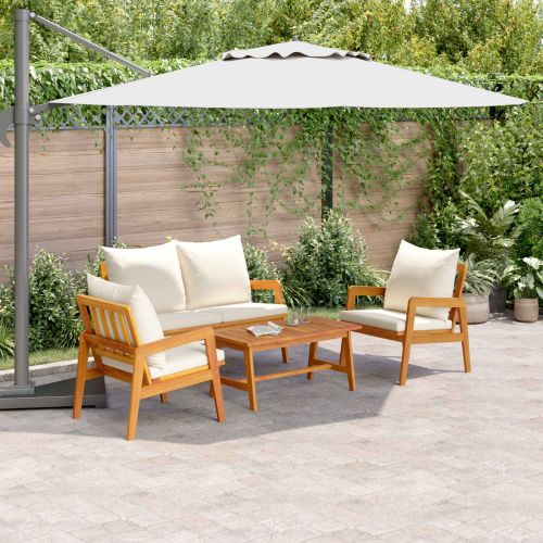 Бистро комплект 4 pcs Кафяв и Кремав Солидно акациево дърво