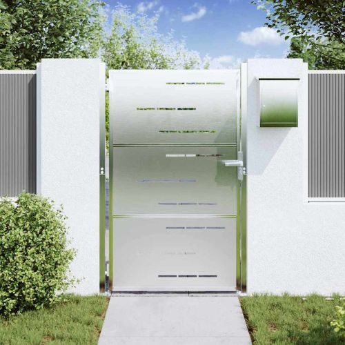 Градинска врата Сребрист 85 х 144 см Неръждаема стомана