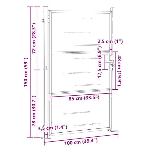 Градинска врата Сребрист 85 х 144 см Неръждаема стомана
