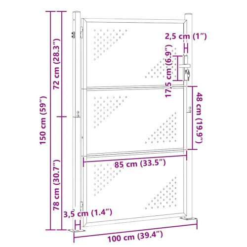 Градинска врата Сребрист 85 х 144 см Неръждаема стомана