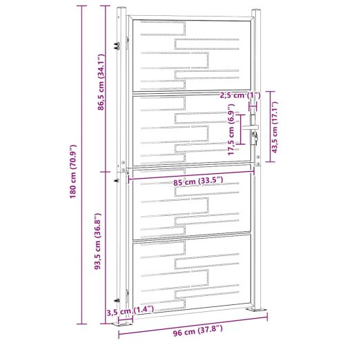 Градинска врата Сребрист 85 x 174 см Неръждаема стомана