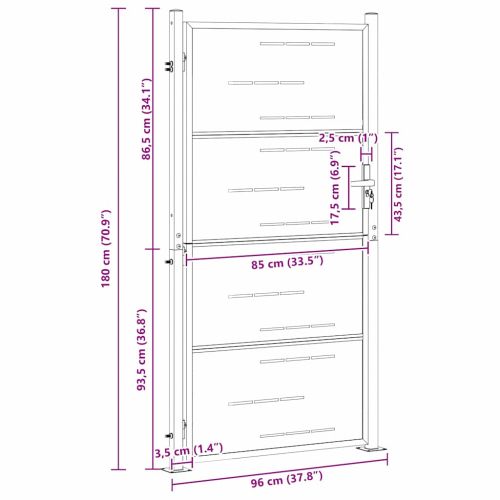 Градинска врата Сребрист 85 x 174 см Неръждаема стомана