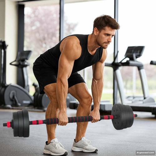 Комплект 2 в 1 дъмбел 30кг Черен и Червен