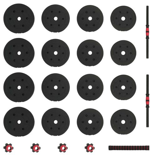 Комплект 2 в 1 дъмбел 30кг Черен и Червен