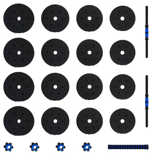 Комплект 2 в 1 дъмбел 30кг Черен и син Цимент и Железен Пясък