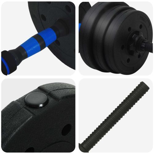 Комплект 2 в 1 дъмбел 30кг Черен и син Цимент и Железен Пясък