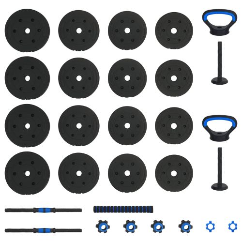 Комплект 4 в 1 дъмбел 30кг Черен и син Цимент и Железен Пясък