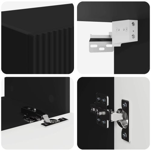 Комплект за стена на телевизор 4 pcs Черно Инженерно дърво