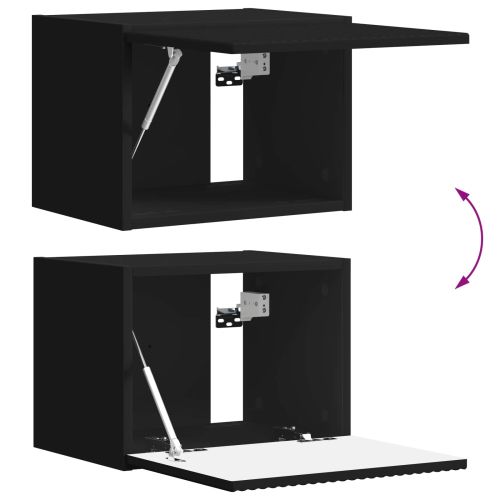 Комплект за стена на телевизор 4 pcs Черно Инженерно дърво