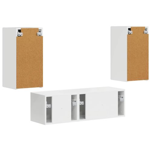 Комплект за стена на телевизор 4 pcs Лъскаво бяло