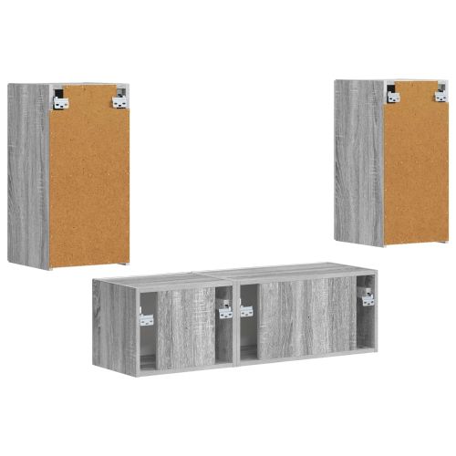 Комплект за стена на телевизор 4 pcs Сив Сонома Инженерно дърво