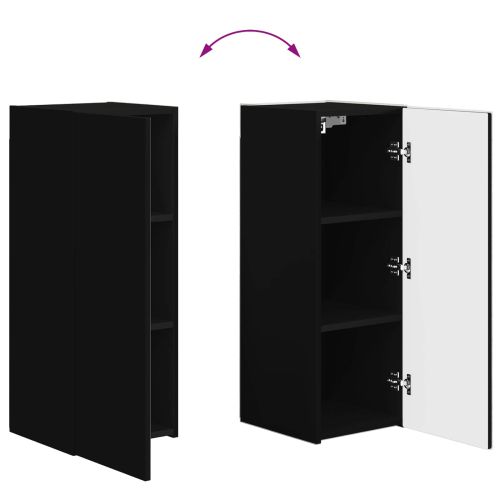 Комплект за стена на телевизор 4 pcs Черно Инженерно дърво